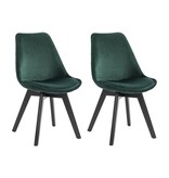 SalesFever Set van 2 eetkamerstoelen in groen fluweel
