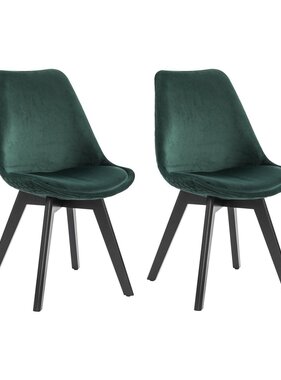 SalesFever Set van 2 eetkamerstoelen in groen fluweel