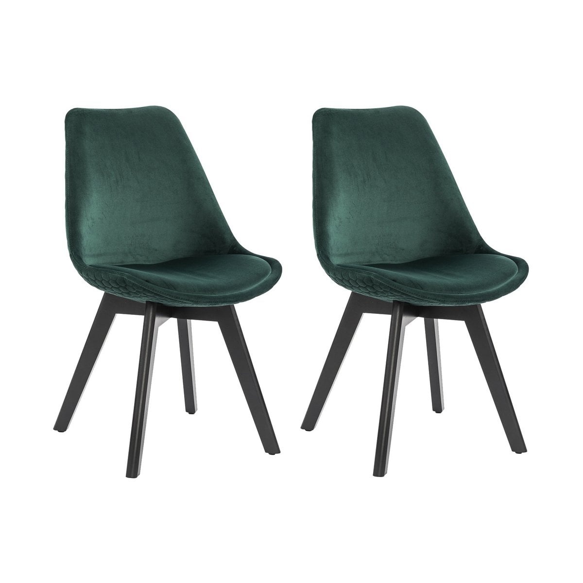 SalesFever Set van 2 eetkamerstoelen in groen fluweel