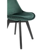 SalesFever Set van 2 eetkamerstoelen in groen fluweel