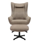 SalesFever Fauteuil en kruk corduroy look bruin