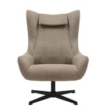 SalesFever Fauteuil en kruk corduroy look bruin