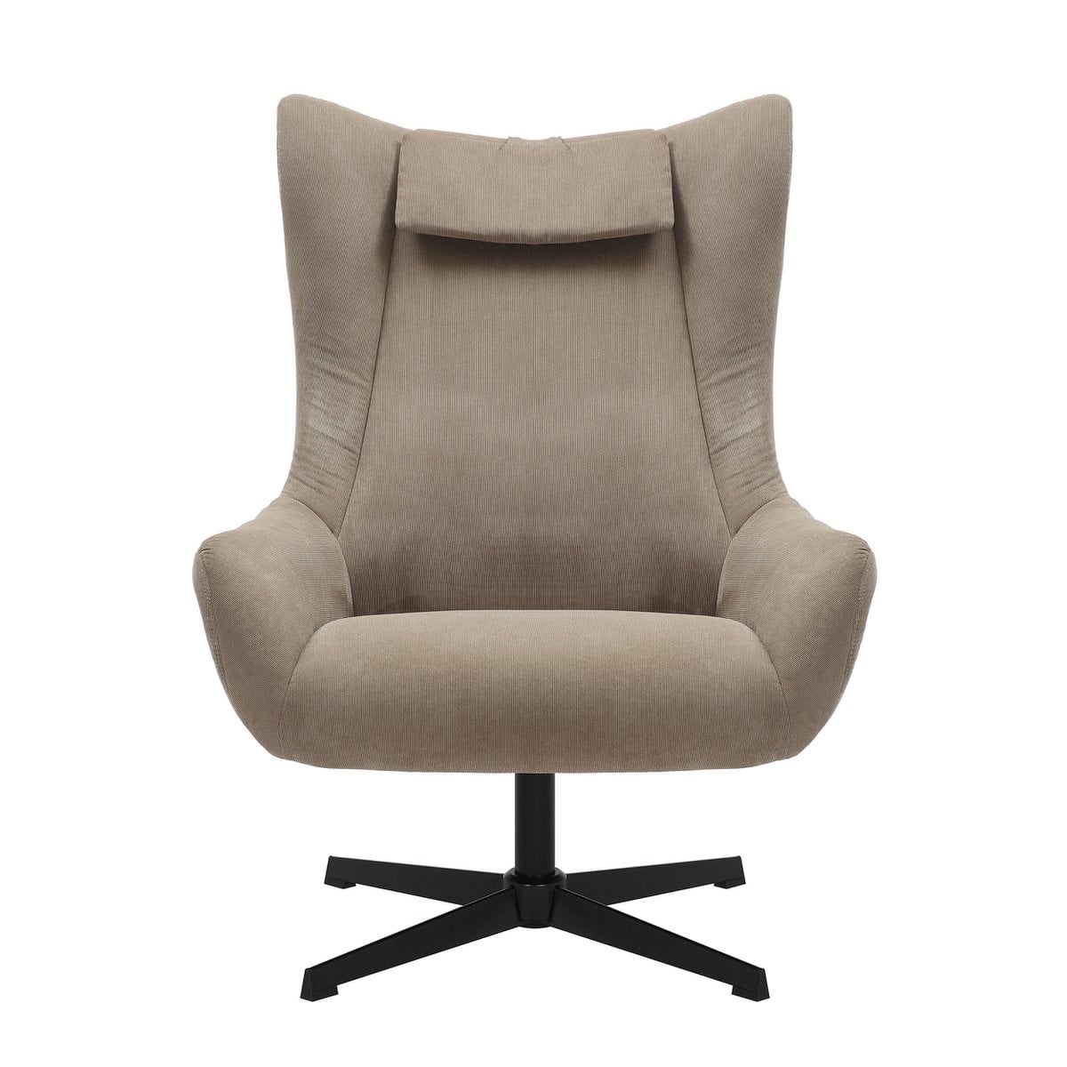 SalesFever Fauteuil en kruk corduroy look bruin