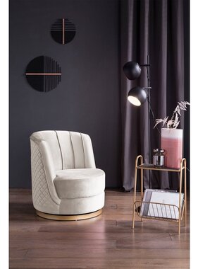 SalesFever Beige fluwelen draaifauteuil