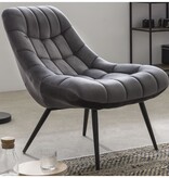 SalesFever Fauteuil XXL fluweel grijs metaal zwart