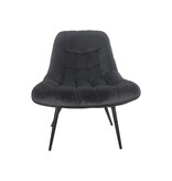 SalesFever Fauteuil XXL fluweel grijs metaal zwart