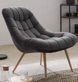 SalesFever Fauteuil XXL fluweel grijs metaal houtlook