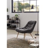 SalesFever Fauteuil XXL fluweel grijs metaal houtlook