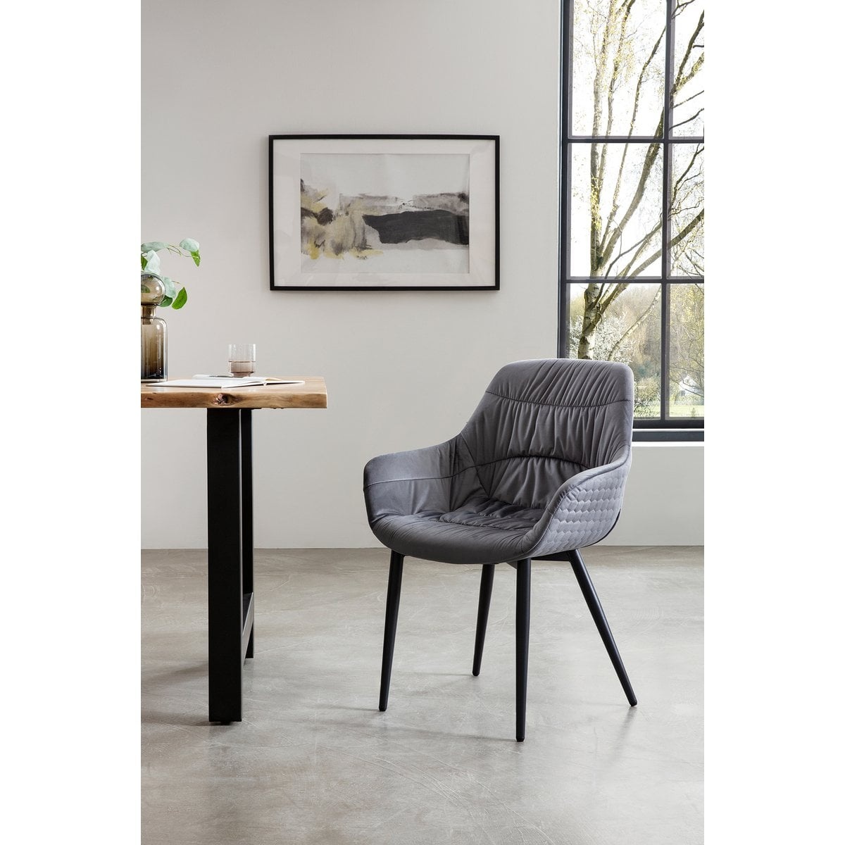 SalesFever Fauteuil met honingraatstiksel in grijs fluweel