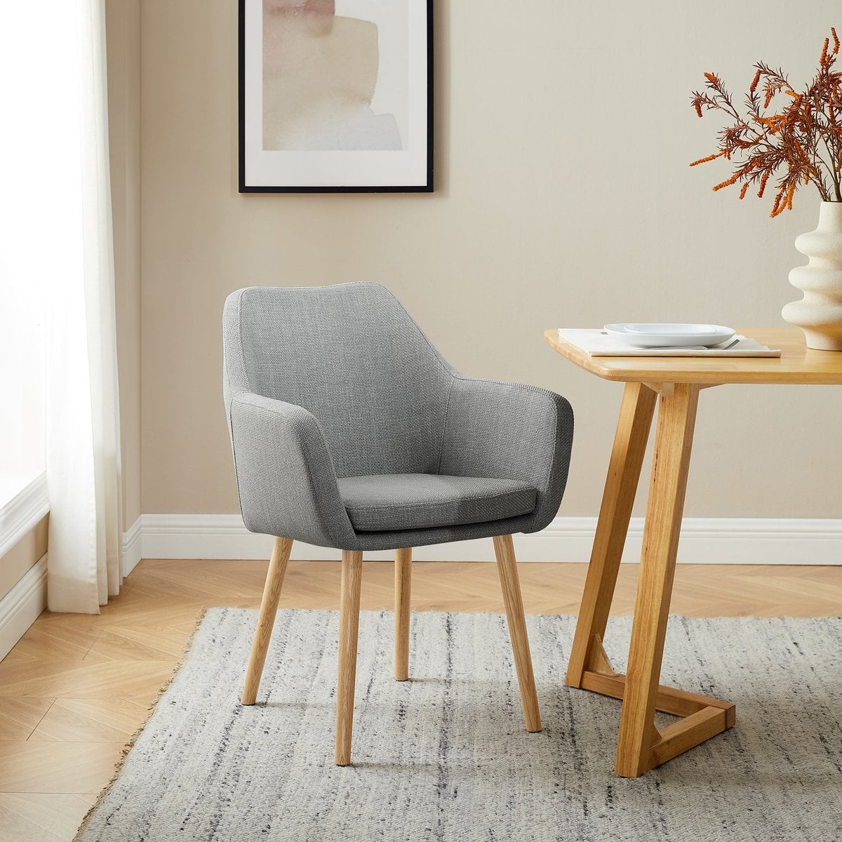 SalesFever Structuurstof fauteuil lichtgrijs