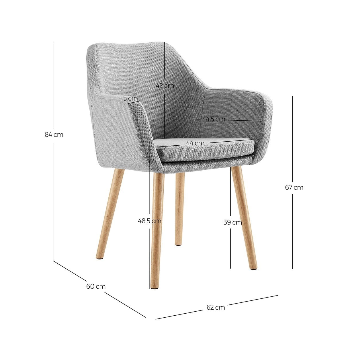 SalesFever Structuurstof fauteuil lichtgrijs
