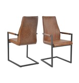 SalesFever Eetkamerstoel, set van 2, lichtbruin, imitatieleer look