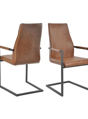 SalesFever Eetkamerstoel, set van 2, lichtbruin, imitatieleer look