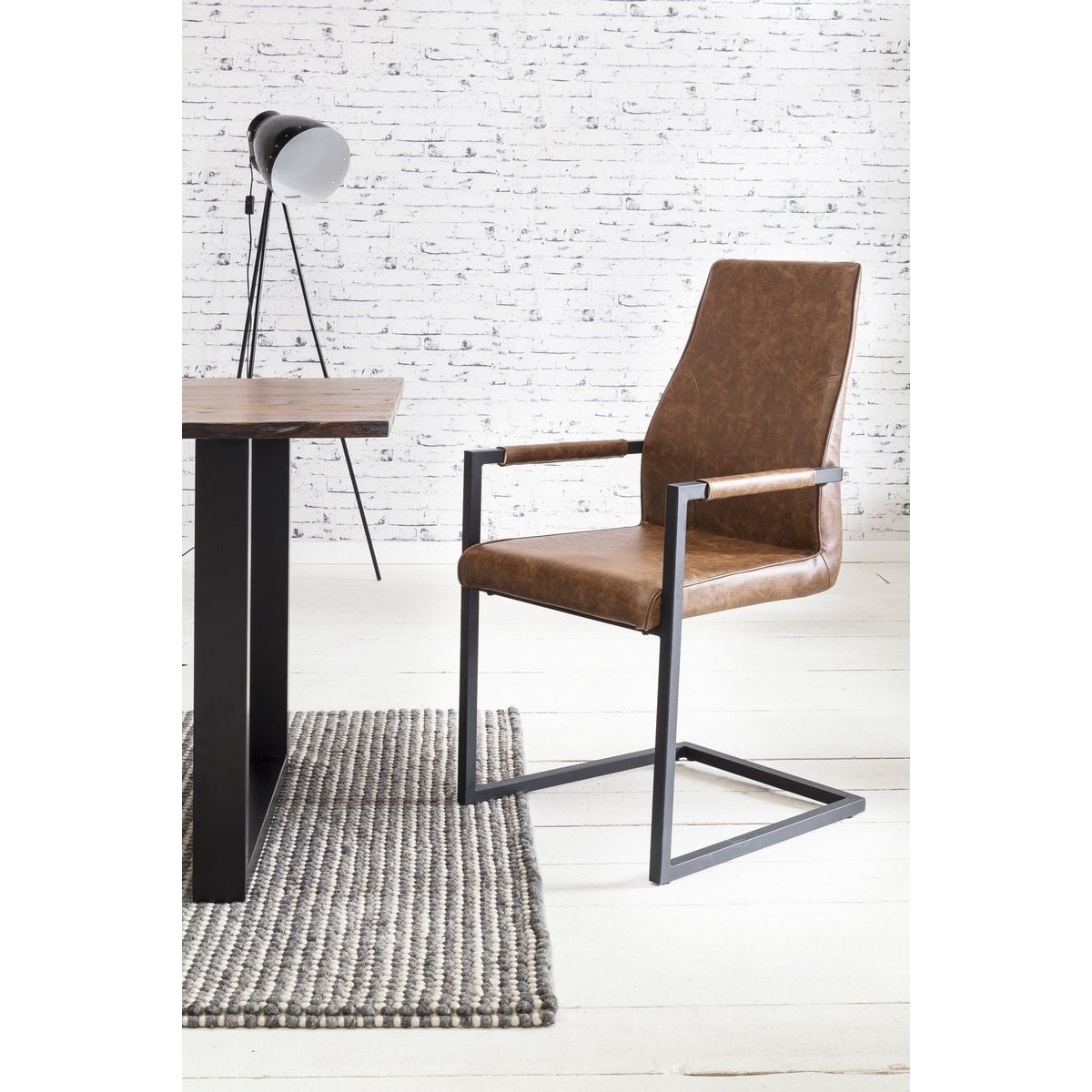 SalesFever Eetkamerstoel, set van 2, lichtbruin, imitatieleer look