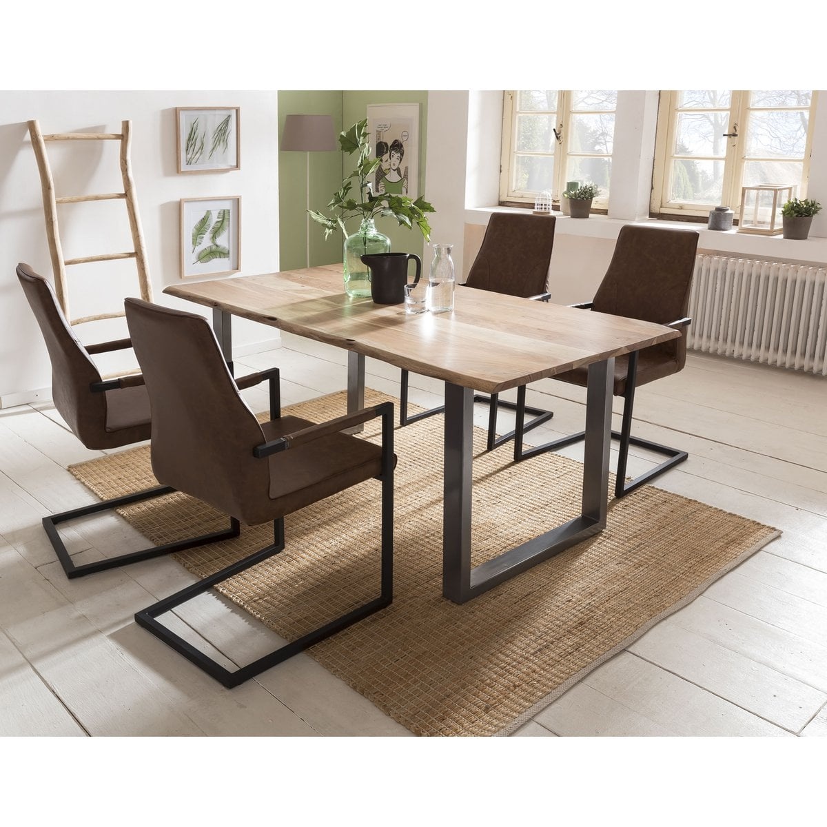 SalesFever Eetkamerstoel, set van 2, lichtbruin, imitatieleer look