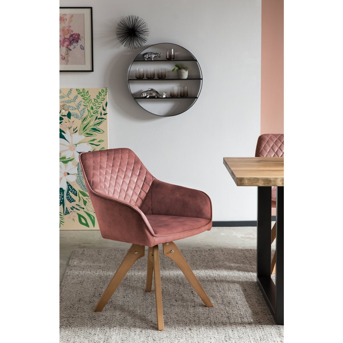 SalesFever Fauteuil vintage fluweel velours, roze