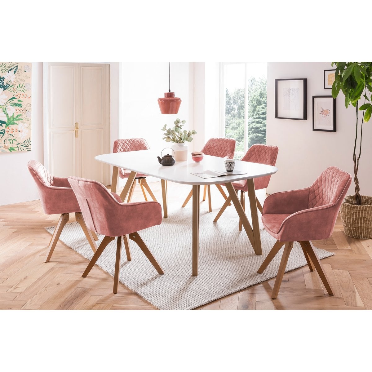 SalesFever Fauteuil vintage fluweel velours, roze
