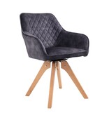 SalesFever Fauteuil vintage fluweel velours, zwart