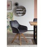 SalesFever Fauteuil vintage fluweel velours, zwart