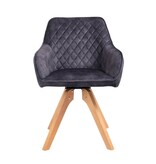 SalesFever Fauteuil vintage fluweel velours, zwart