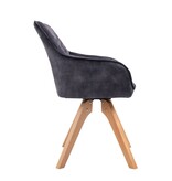 SalesFever Fauteuil vintage fluweel velours, zwart