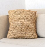 KantoormeubelenPlus Boho kussen gemaakt van raffia - 40x40 cm decoratief geweven kussen - sofa kussen - natuurlijk beige vierkante kussen handgemaakt van raffia jiwa