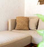 KantoormeubelenPlus Boho kussen gemaakt van raffia - 40x40 cm decoratief geweven kussen - sofa kussen - natuurlijk beige vierkante kussen handgemaakt van raffia jiwa