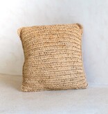 KantoormeubelenPlus Boho kussen gemaakt van raffia - 40x40 cm decoratief geweven kussen - sofa kussen - natuurlijk beige vierkante kussen handgemaakt van raffia jiwa