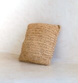 KantoormeubelenPlus Boho kussen gemaakt van raffia - 40x40 cm decoratief geweven kussen - sofa kussen - natuurlijk beige vierkante kussen handgemaakt van raffia jiwa