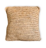 KantoormeubelenPlus Boho kussen gemaakt van raffia - 40x40 cm decoratief geweven kussen - sofa kussen - natuurlijk beige vierkante kussen handgemaakt van raffia jiwa