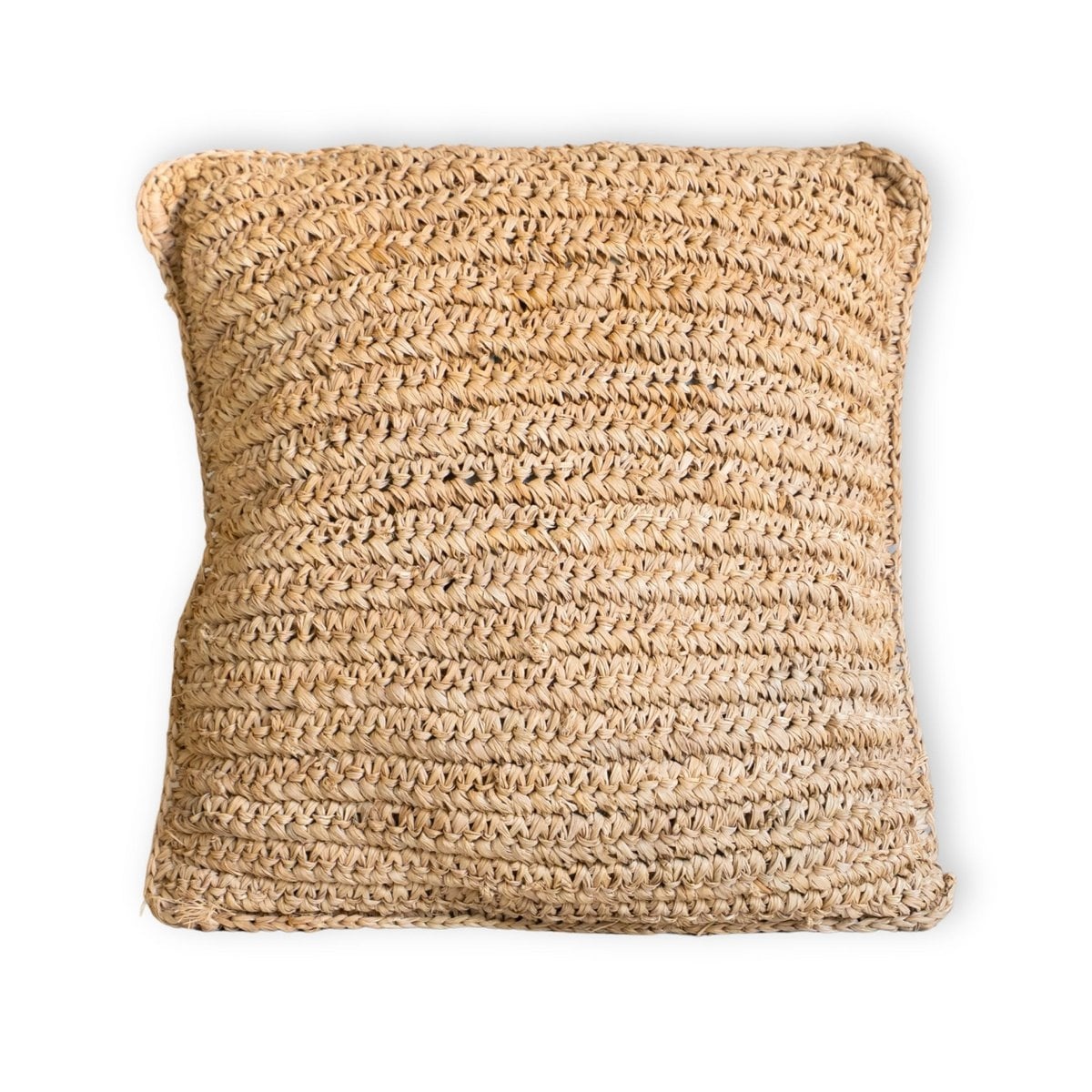 KantoormeubelenPlus Boho kussen gemaakt van raffia - 40x40 cm decoratief geweven kussen - sofa kussen - natuurlijk beige vierkante kussen handgemaakt van raffia jiwa