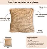 KantoormeubelenPlus Boho kussen gemaakt van raffia - 40x40 cm decoratief geweven kussen - sofa kussen - natuurlijk beige vierkante kussen handgemaakt van raffia jiwa