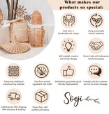 KantoormeubelenPlus Boho kussen gemaakt van raffia - 40x40 cm decoratief geweven kussen - sofa kussen - natuurlijk beige vierkante kussen handgemaakt van raffia jiwa