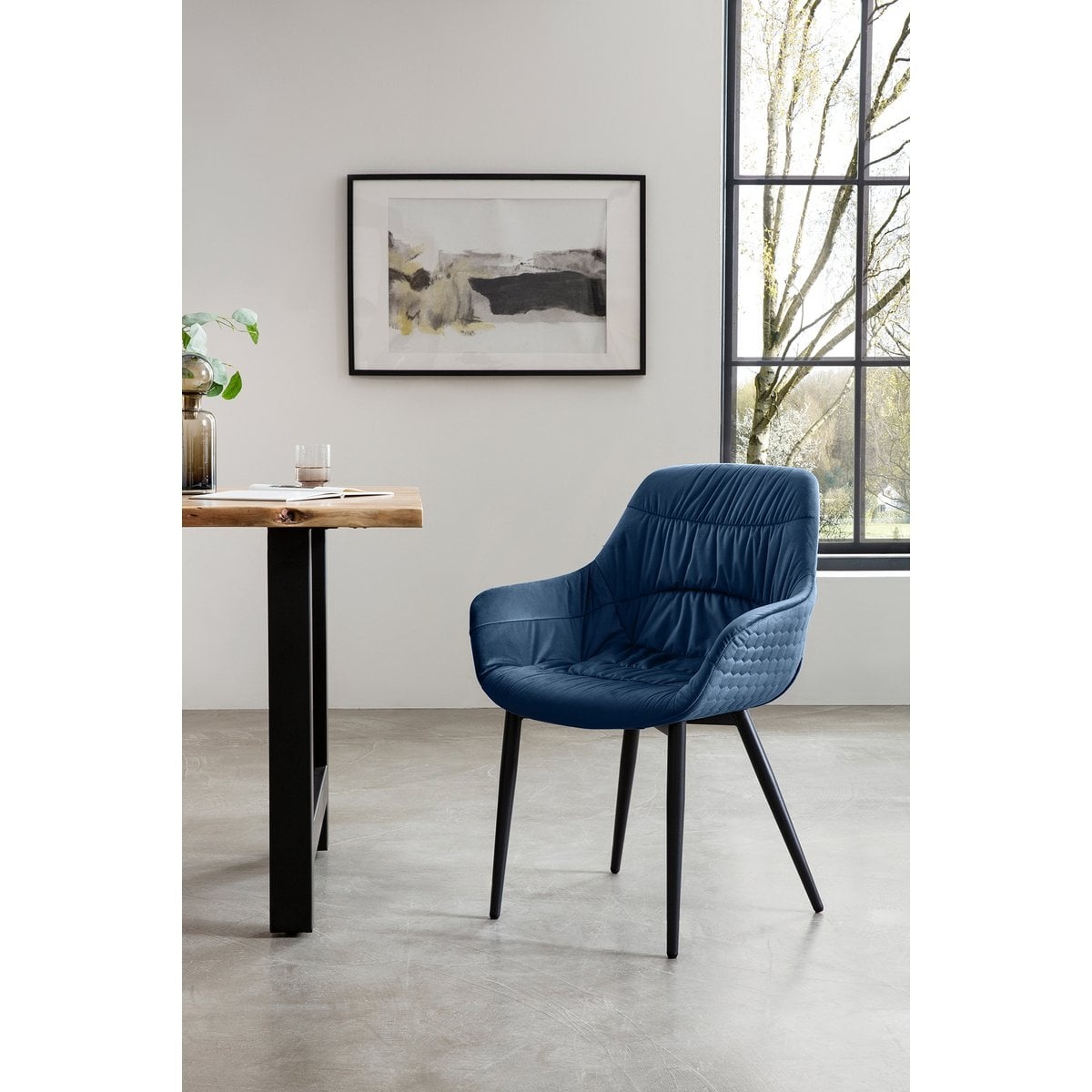 SalesFever Fauteuil met honingraatstiksel in fluweelblauw