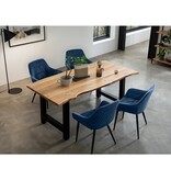 SalesFever Fauteuil met honingraatstiksel in fluweelblauw