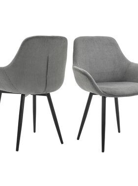 SalesFever Set van 2 corduroy fauteuils grijs