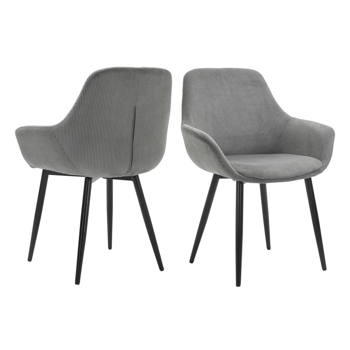 SalesFever Set van 2 corduroy fauteuils grijs