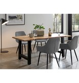 SalesFever Set van 2 corduroy fauteuils grijs