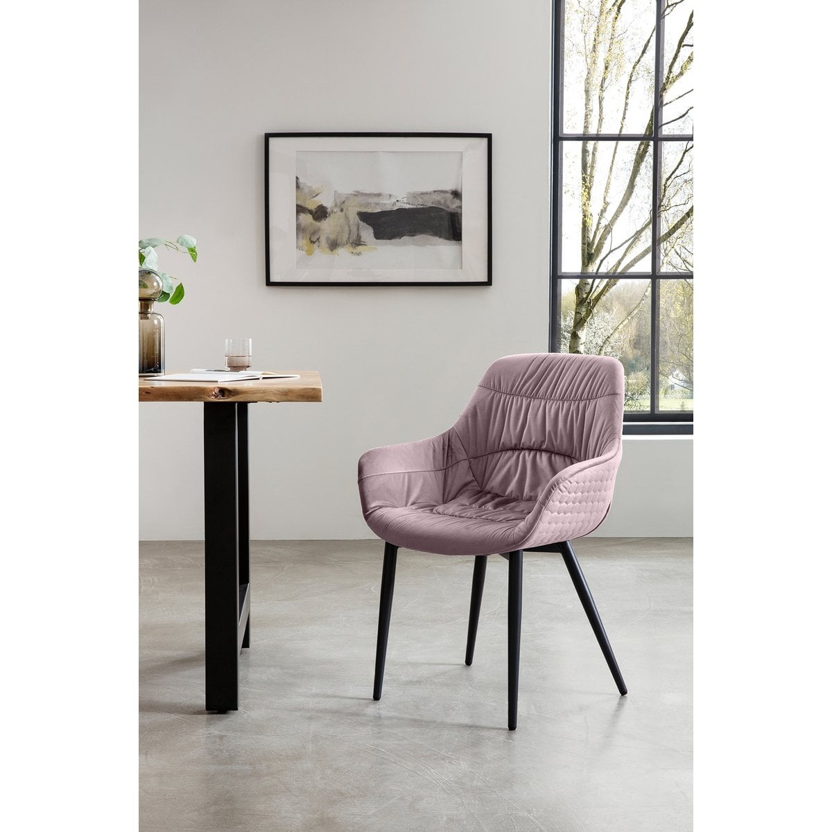 SalesFever Fauteuil met honingraatstiksel in roze fluweel