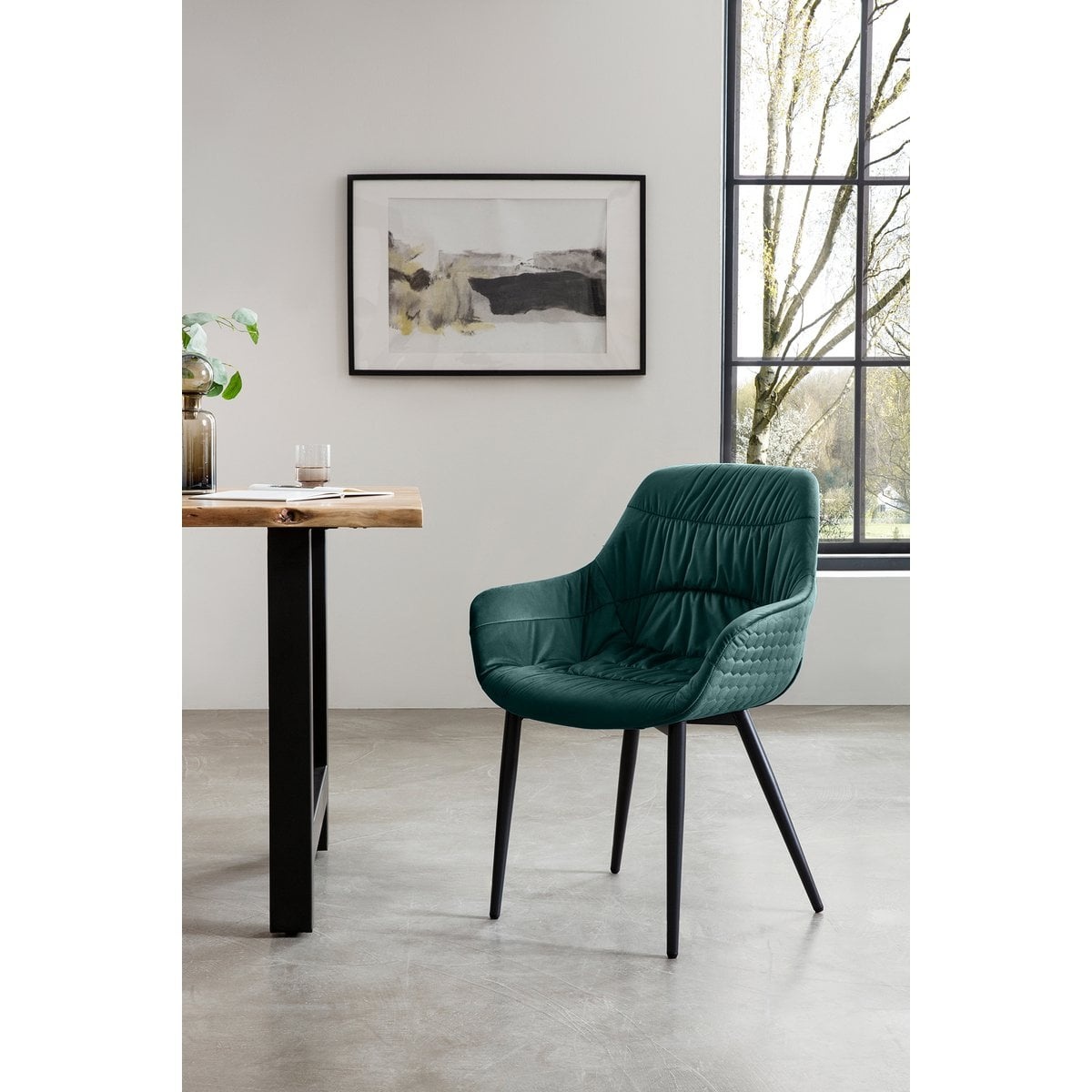 SalesFever Fauteuil met honingraatstiksel in dennengroen fluweel