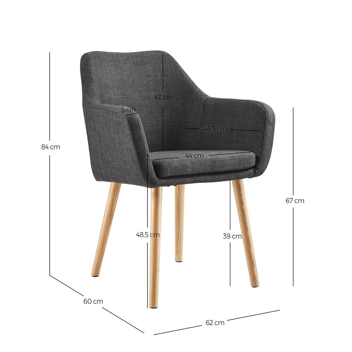 SalesFever Fauteuil structuurstof donkergrijs