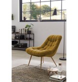 SalesFever Fauteuil XXL fluweel geel metaal houtlook