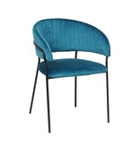 SalesFever Fluwelen stoel met turquoise rugquilt