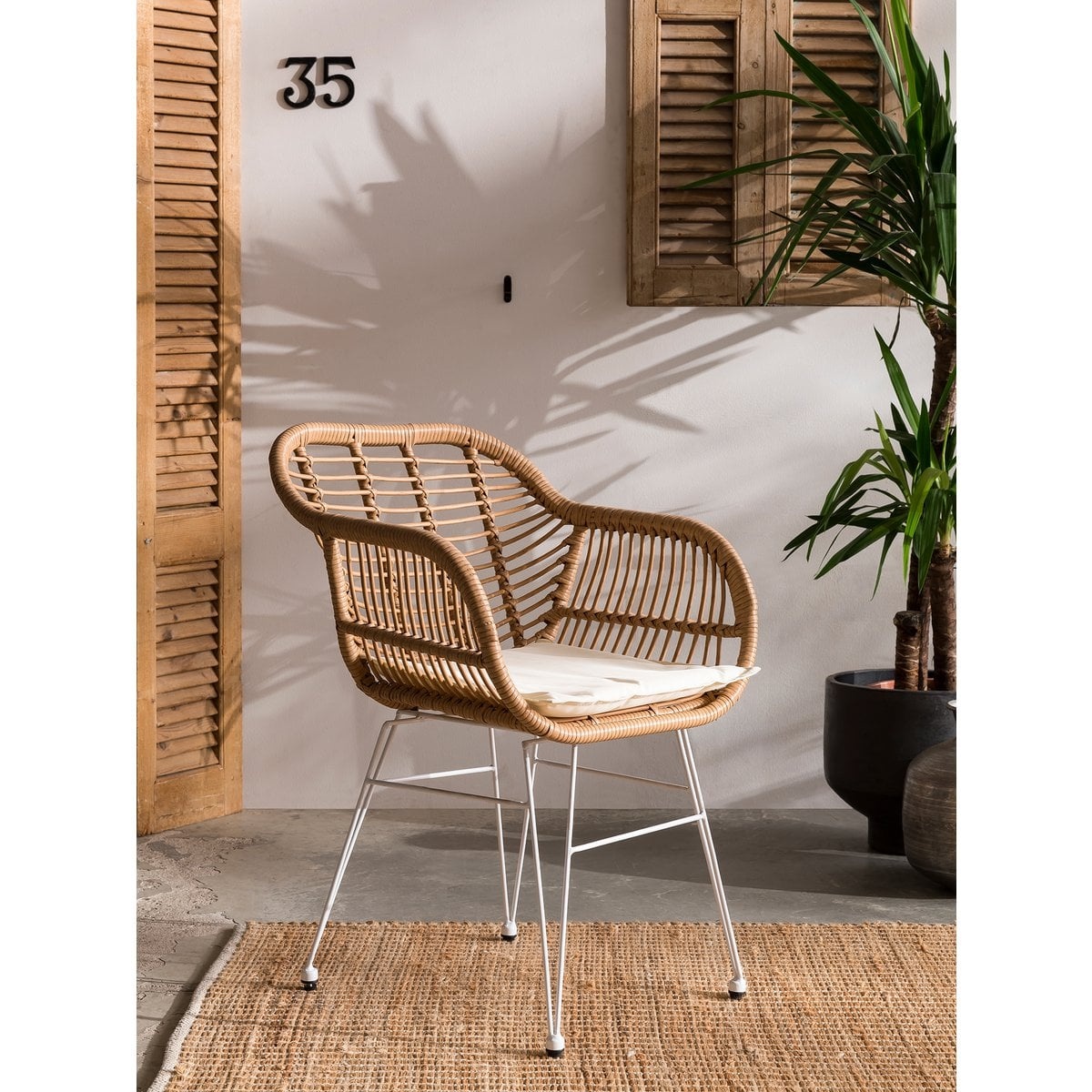 SalesFever Set van 2 fauteuils in rotan look, naturel