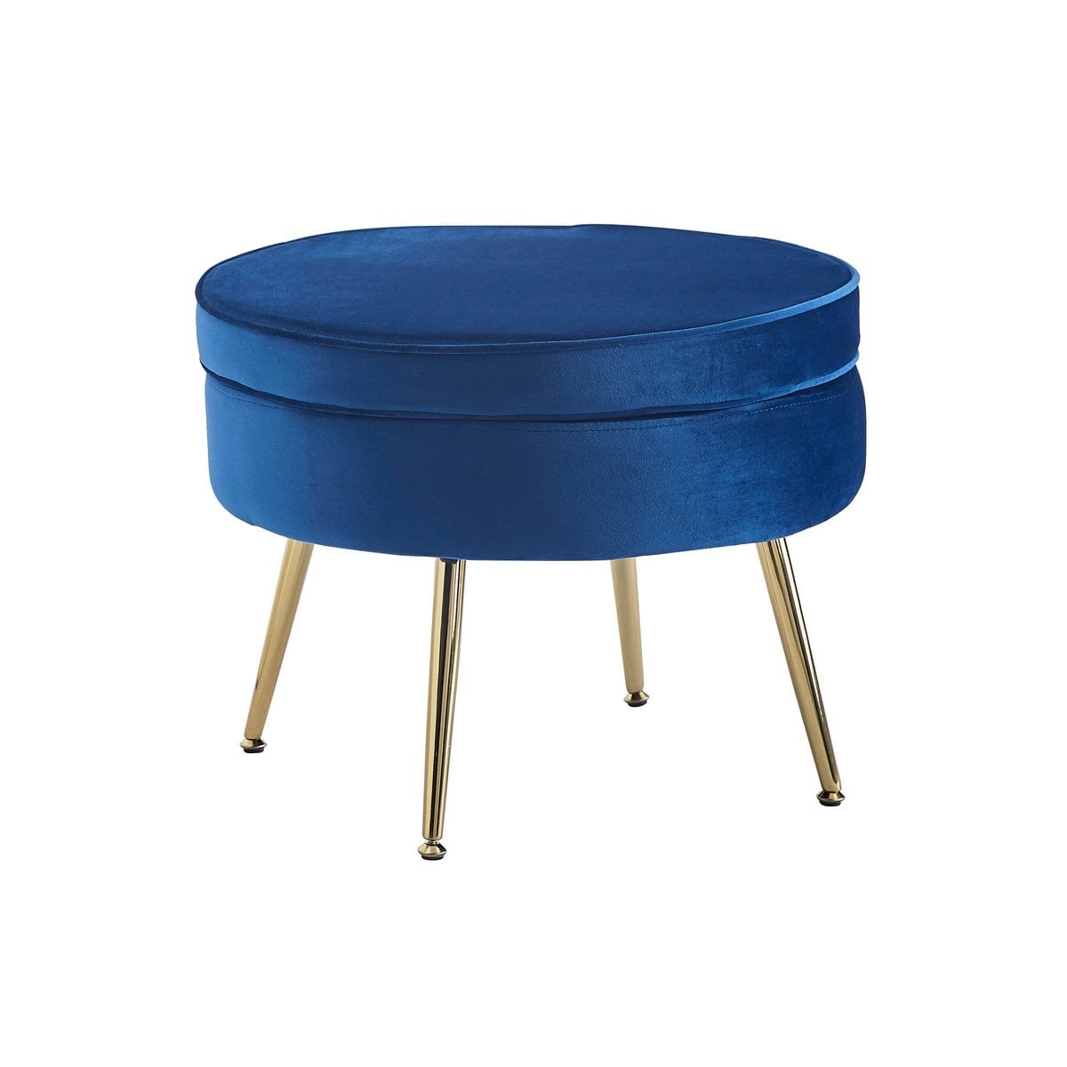 SalesFever Ronde poef gemaakt van donkerblauw fluweel