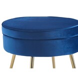 SalesFever Ronde poef gemaakt van donkerblauw fluweel