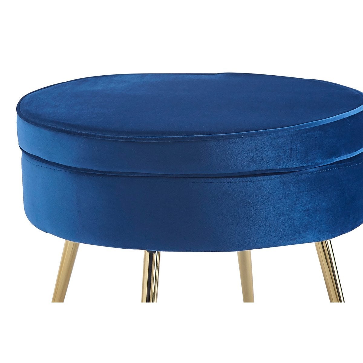 SalesFever Ronde poef gemaakt van donkerblauw fluweel