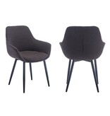 SalesFever Fauteuil Bouclé stof antraciet set van 2