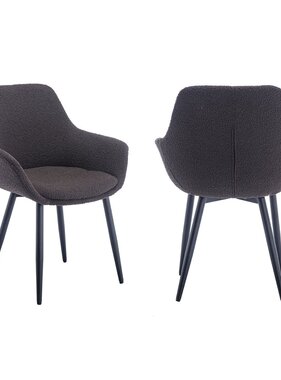 SalesFever Fauteuil Bouclé stof antraciet set van 2