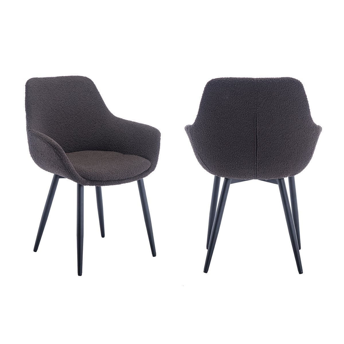 SalesFever Fauteuil Bouclé stof antraciet set van 2
